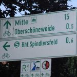 letztes Berliner Spreeradwegschild in Spindlersfeld